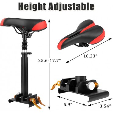 Adjustable Electric Scooter Seat for Adults – Fits 5.5"-6.2" Wide Curved-Edge Scooters, Ergonomic PU Cushion, Sturdy Aluminum Rod, Tool-Free Installation, Height Adjustable, Durable & Comfortable